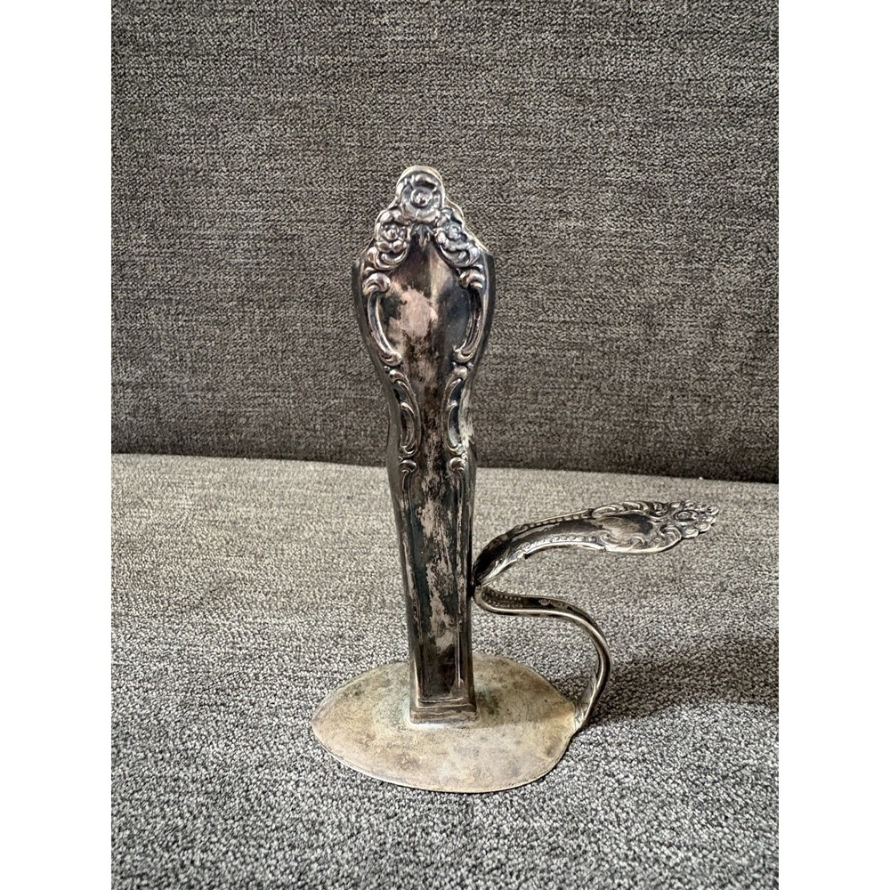 Flatware Bud Vase Fabricated From Vintage Silverplated Spoon & Knife Vignette